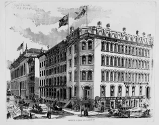Bureau de la Anchor Line au coin des rues LaSalle et Madison, Chicago, c.1875